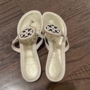 Tory Burch Miller sandals white/gold metallic